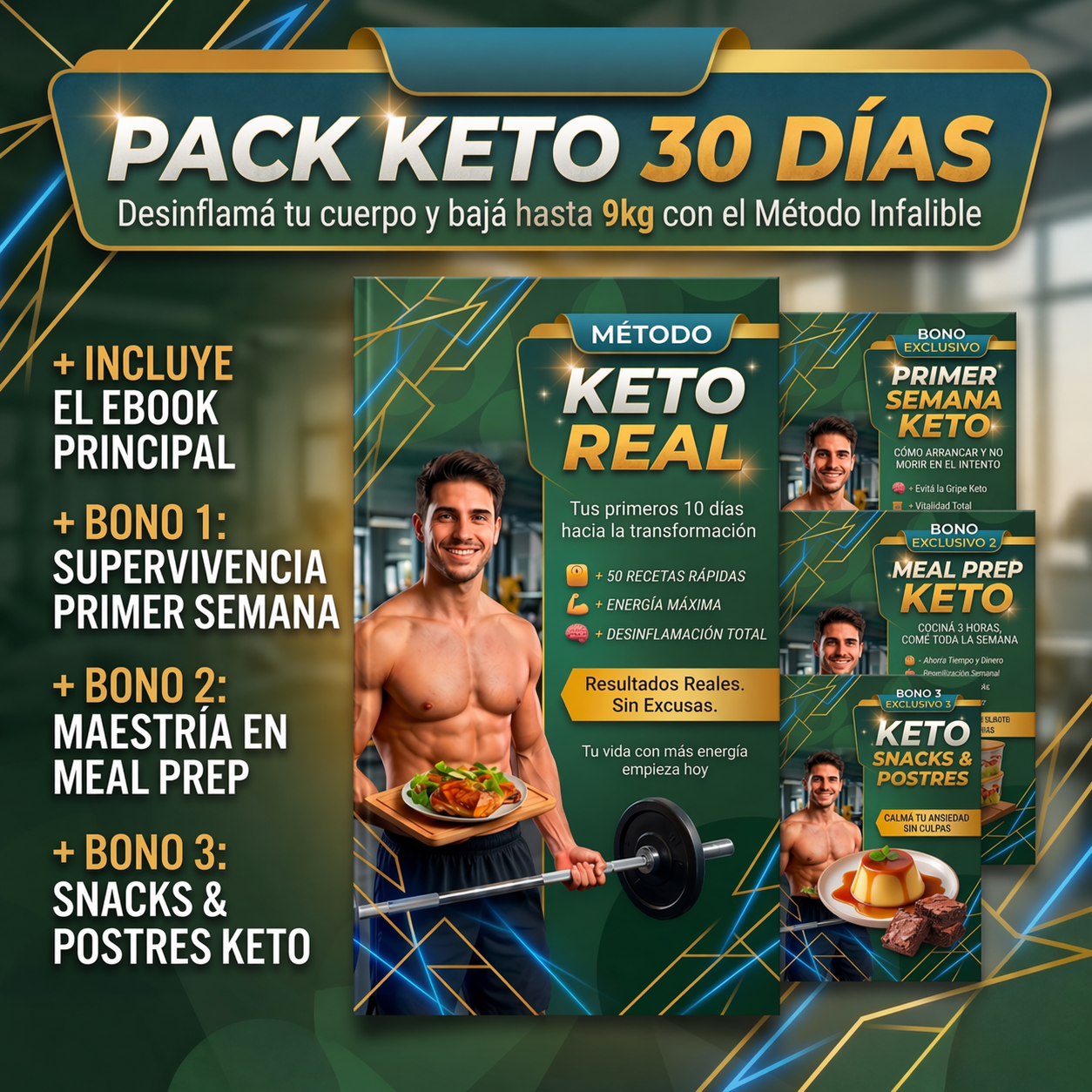 Pack Keto 30 Días: Desinflamá tu cuerpo en 10 días y bajá hasta 9kg en un mes.